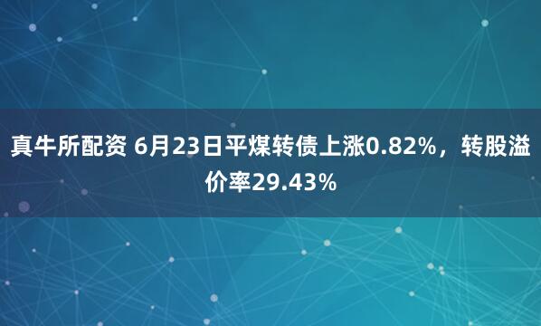 真牛所配资 6月23日平煤转债上涨0.82%，转股溢价率29.43%
