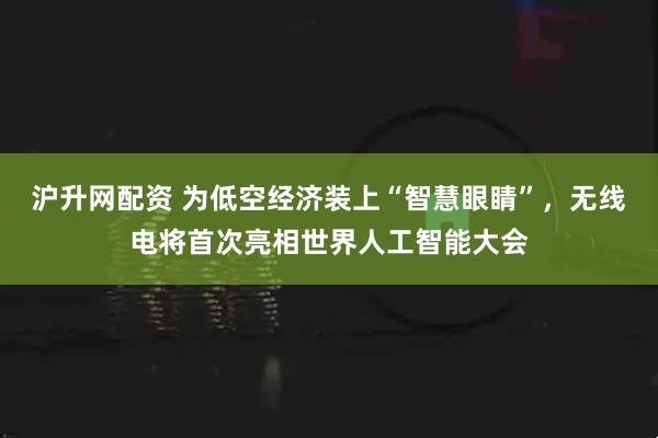 沪升网配资 为低空经济装上“智慧眼睛”，无线电将首次亮相世界人工智能大会